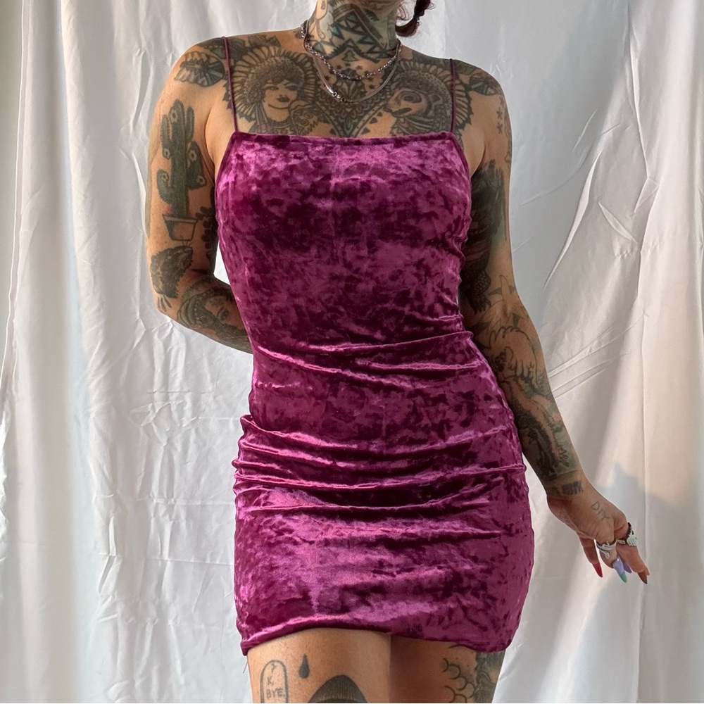 Fushia burn out velvet urban renewal body con dress